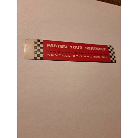 Vintage Rare Fasten Seat Belt Kendall GT-1 Racing Oil Rat Hot Rod Sticker Decal - Picture 1 of 2